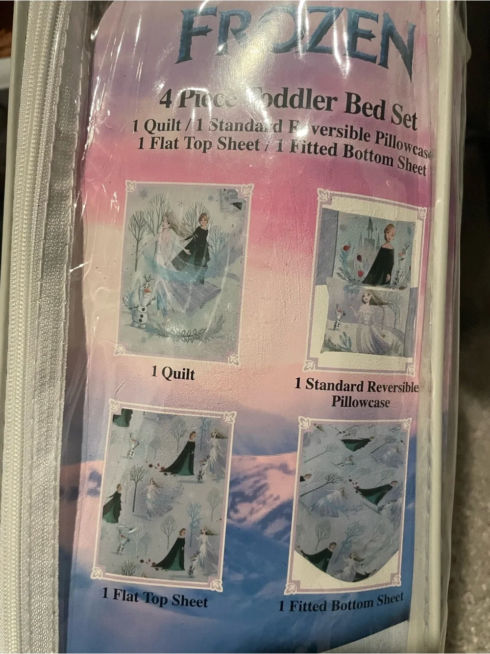 Disney's Frozen Royally Cool 4 Piece Toddler Bed Set - White, Light Blue